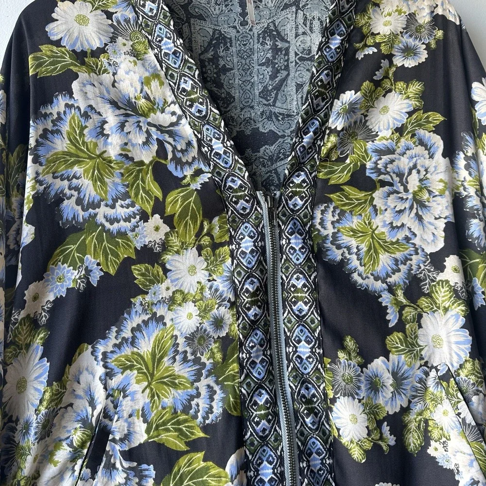 Free People Wildflower Kimono 3/4 Sleeve Zip Front Top Size‎ XS/S